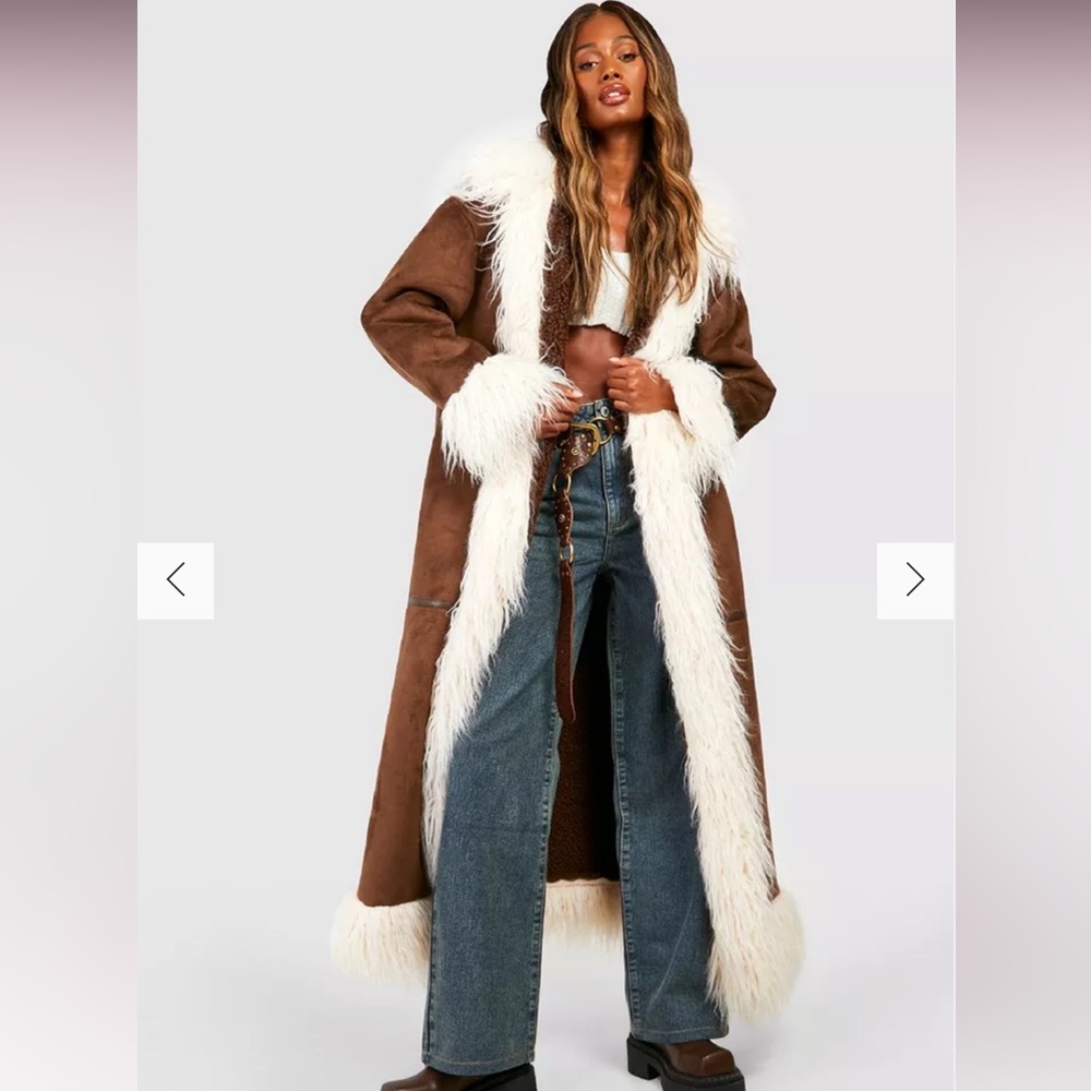 BooHoo oversized faux fur coat NWT